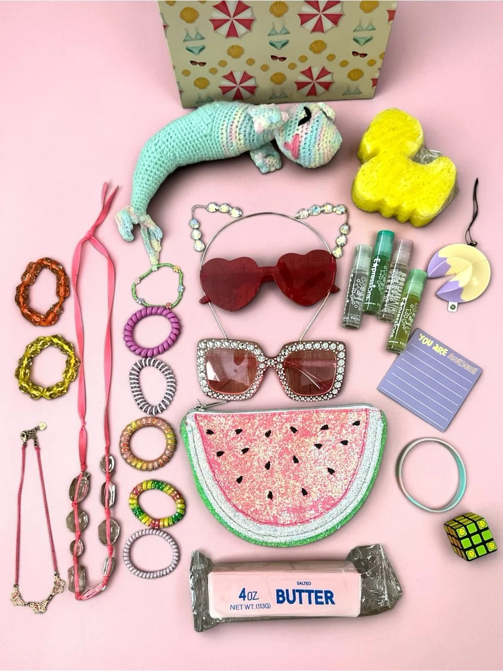 Claire's Sparkly Watermelon Crossbody Bag in Pink and Green